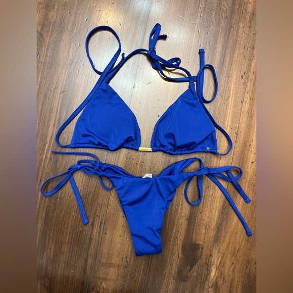 Adara Bikini Size Large Royal Blue Miami Style Cheeky Triangle Tanning Beach New - Picture 10 of 10
